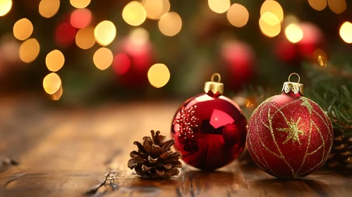 Festive Holiday Scene with Sparkling Ornaments