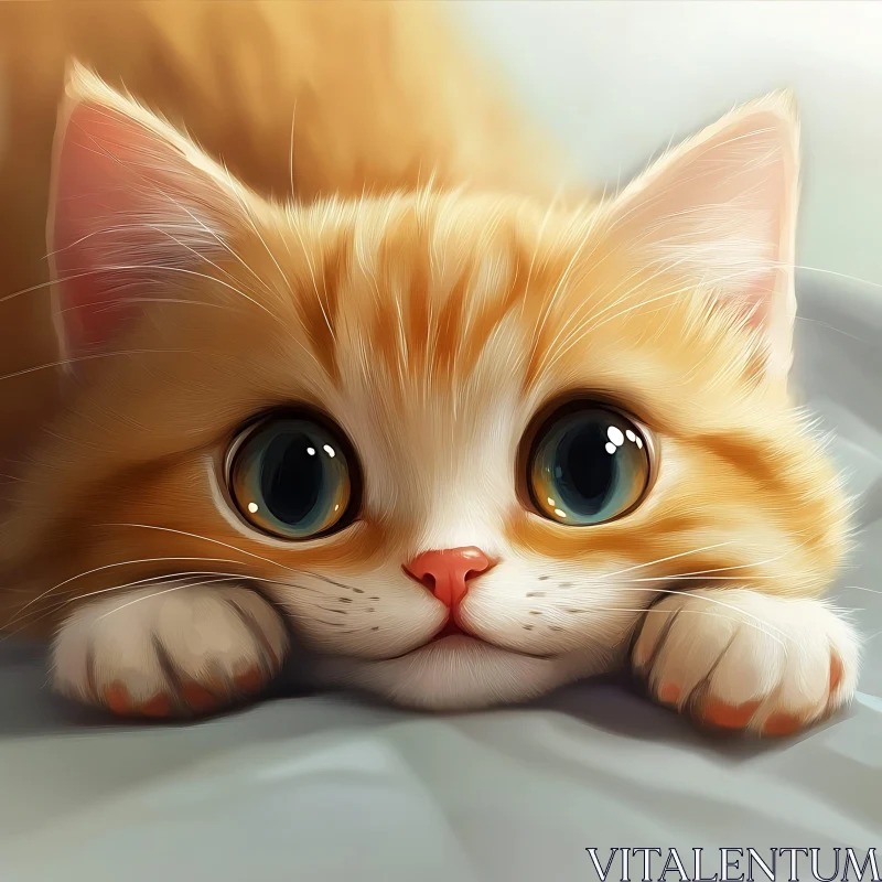 Charming Cute Kitten with Fluffy Orange Fur