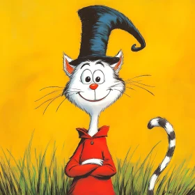 Cheerful Cartoon Cat in Vibrant Setting