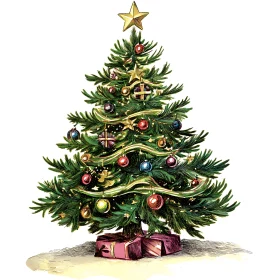 Festive Christmas Tree with Colorful Decorations