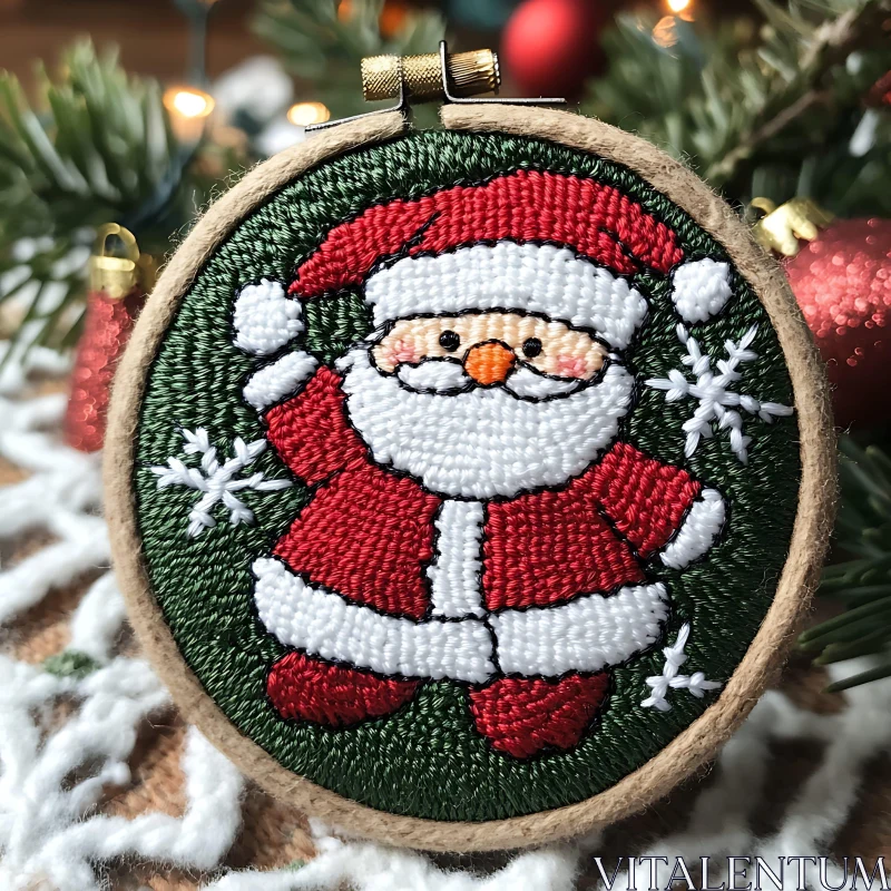 Santa Claus Embroidery with Christmas Decor