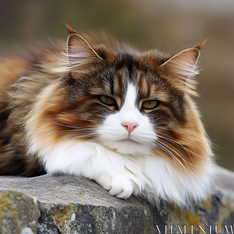 AI ART Fluffy Long-Haired Cat Portrait