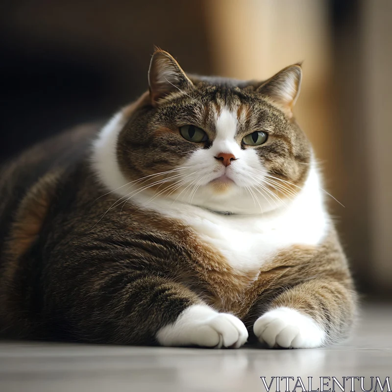 Large Tabby Cat in Resting Pose