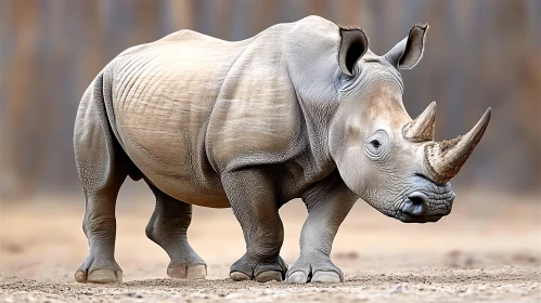 Powerful Rhinoceros on Savannah