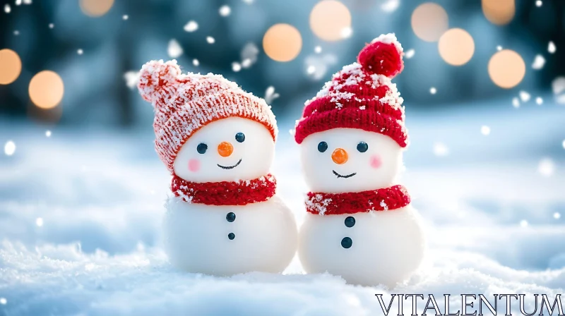 Festive Snowmen on a Snowy Day