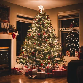 Festive Christmas Tree and Holiday Decorations
