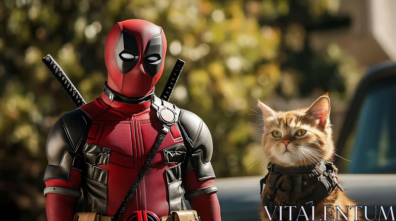Masked Hero and Cat Sidekick