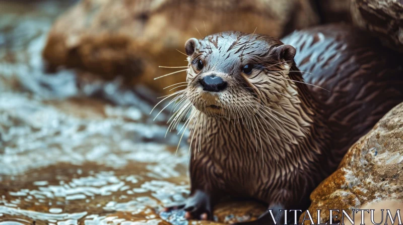 Close-Up of Otter in River - Captivating Wildlife Photography AI Image