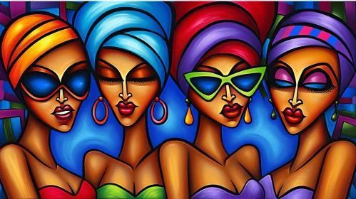 Colorful African Women Painting - Expressive Artwork