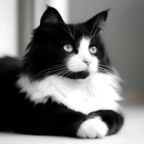 Gazing Feline with Fluffy Fur