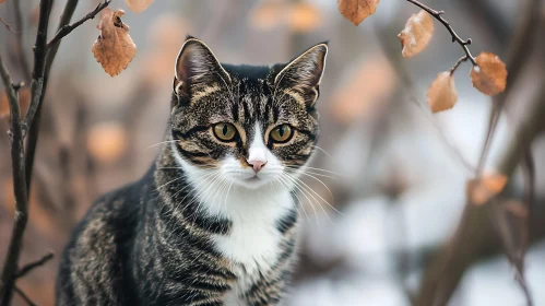 Autumn Cat in the Forest