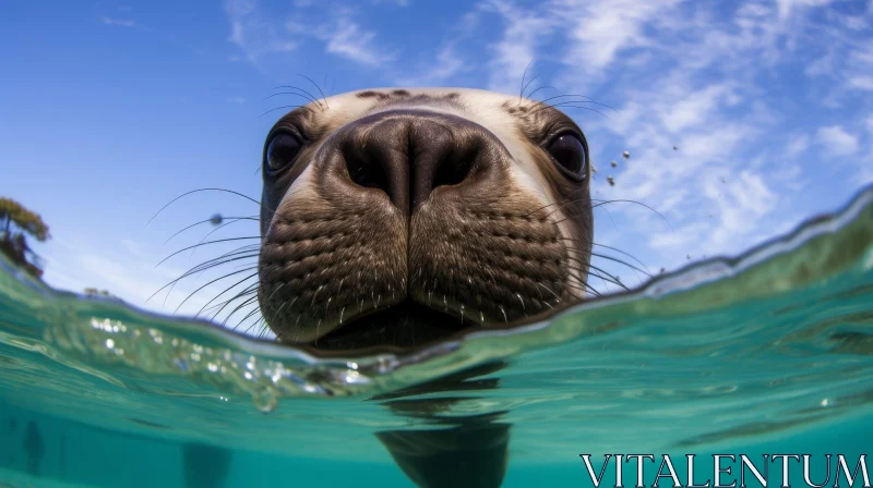 AI ART Seal Swimming in Deep Blue Water - Wildlife Photography