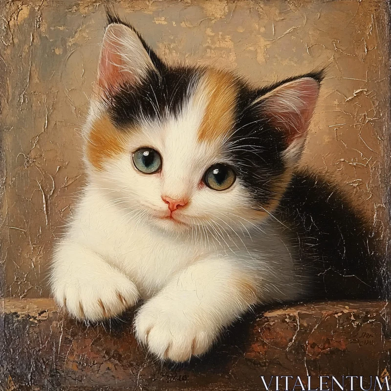 AI ART Charming Calico Kitten in Serene Setting