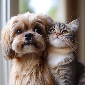 Furry Friendship: Dog and Kitten