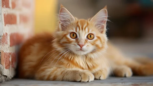 Charming Ginger Cat with Orange Eyes