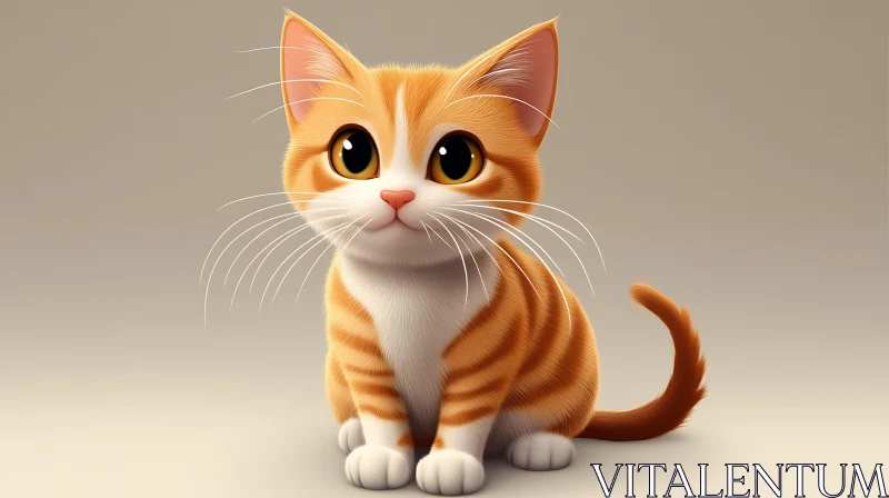 AI ART Cute Orange Kitten with Stripes