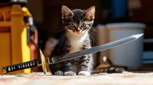 Cat with Sword in House