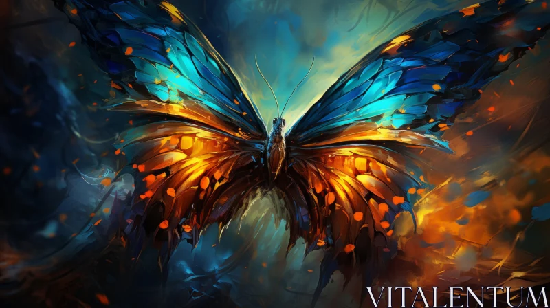 AI ART Abstract Fire Butterfly in Sky - Digital Art