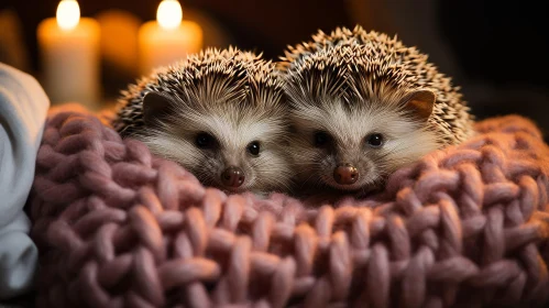 Adorable Hedgehog Duo on Pink Blanket