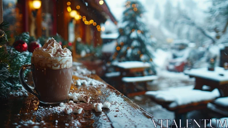 Cozy Winter Delight: Hot Chocolate with Whipped Cream and Marshmallows AI Image