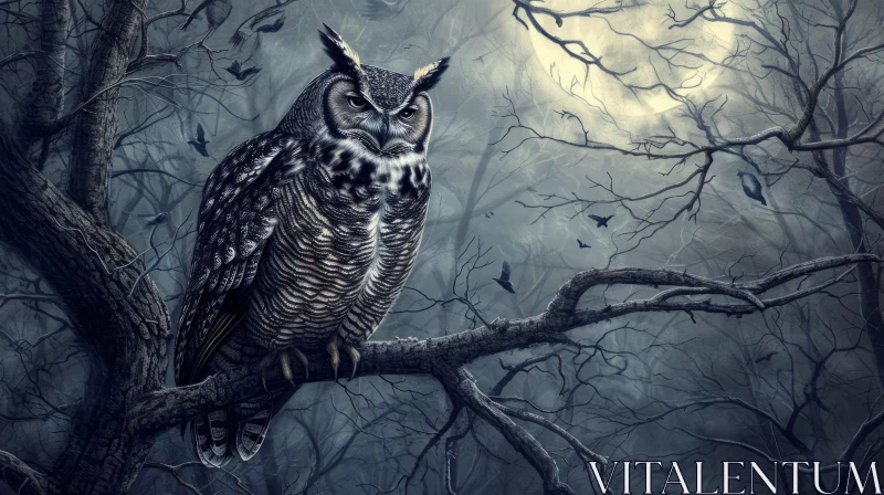 Moonlit Forest Owl: A Captivating Nature Image AI Image
