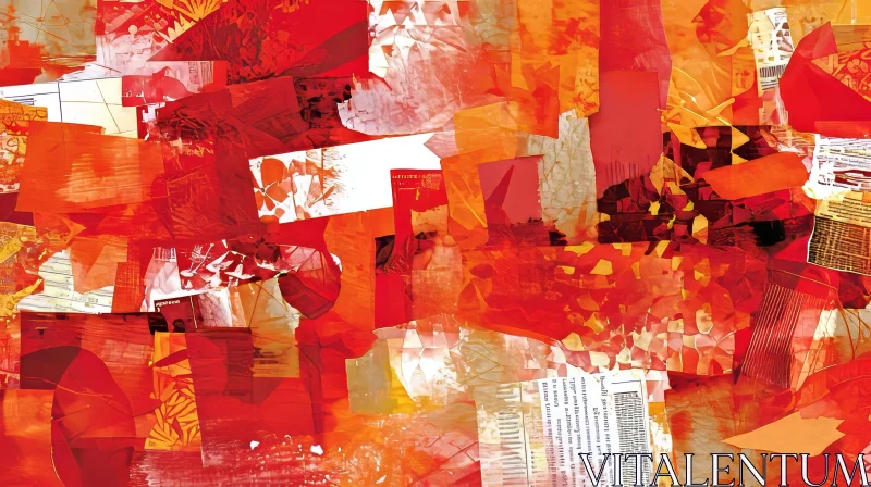 AI ART Red Abstract Collage | Vibrant and Energetic Artwork