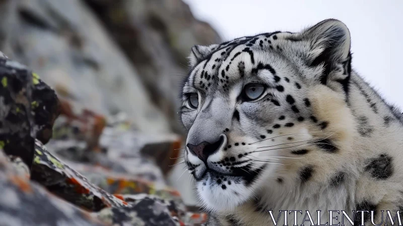 Snow Leopard in the Mountains: A Captivating Display of Elegance AI Image