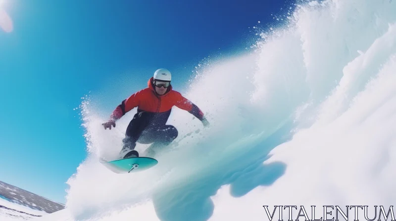 Snowboarding on a Wave: A Captivating Action Shot AI Image