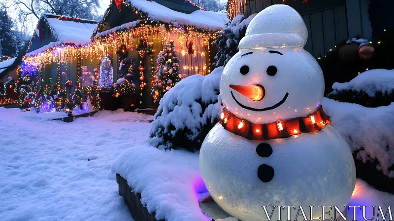 AI ART Festive Snowman with Christmas Decorations