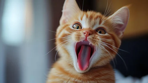 Cute Yawning Orange Tabby Kitten