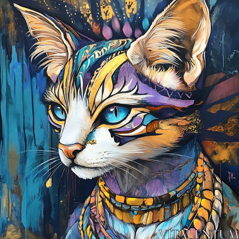 Vivid Abstract Feline Artwork AI Image