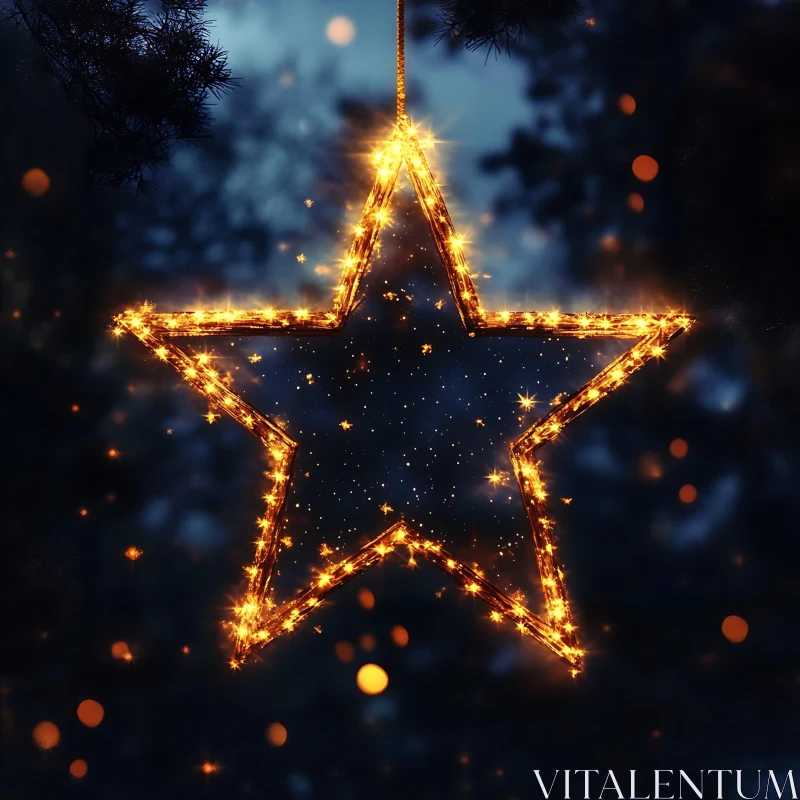 Illuminated Star Hanging Decoration AI Image