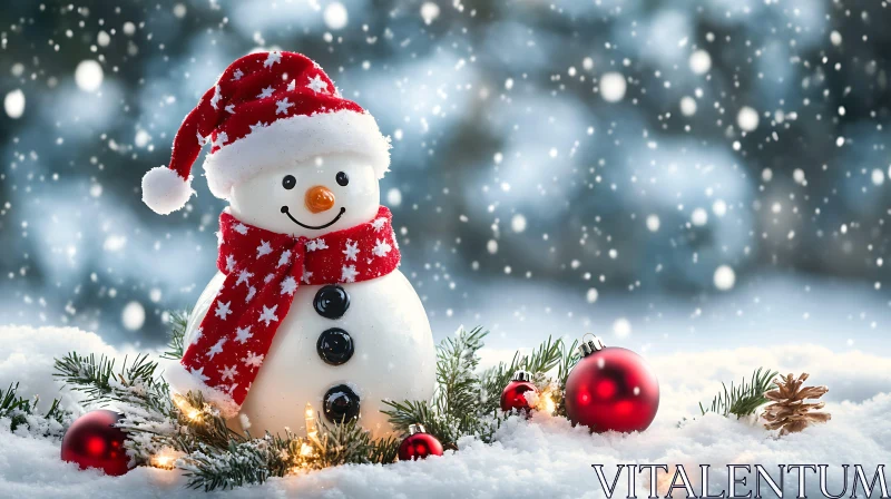 Snowman With Holiday Decorations AI Image