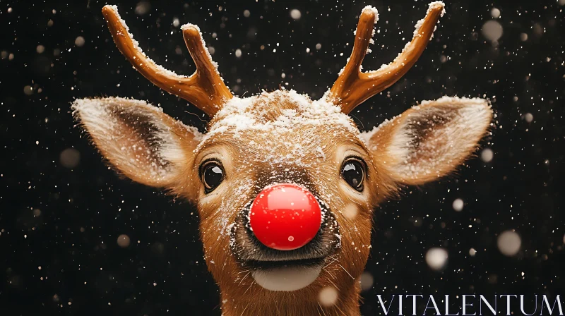 AI ART Festive Snow-Covered Reindeer