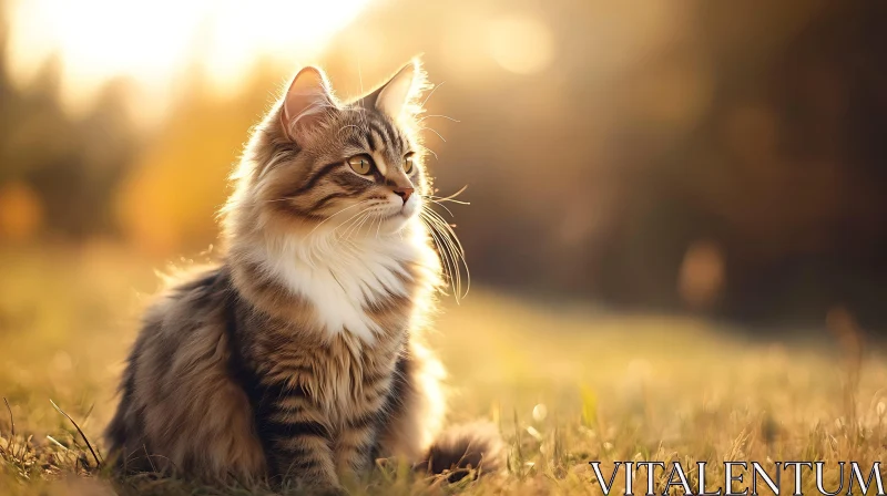 Graceful Feline at Sunset AI Image