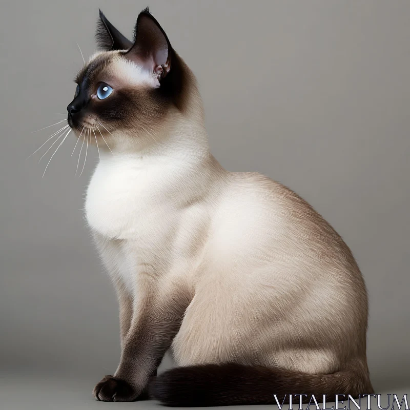 Siamese Cat Profile with Striking Blue Eyes AI Image