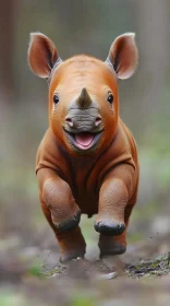 Young Rhinoceros Expressing Joy