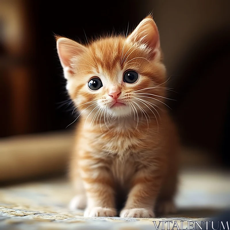 Cute Orange Kitten with Big Eyes AI Image