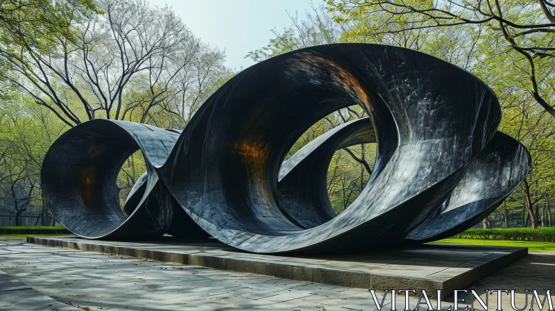 Captivating Metal Sculpture in Park | Abstract Art AI Image