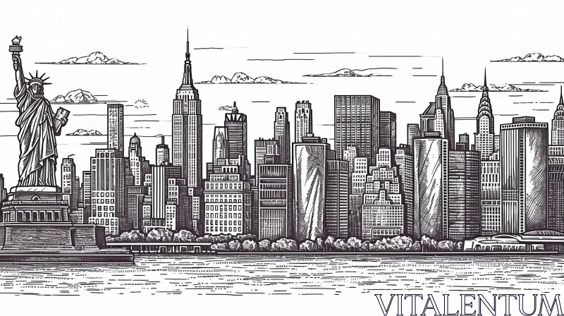 Capturing the Essence of New York City: A Stunning Black and White Drawing AI Image