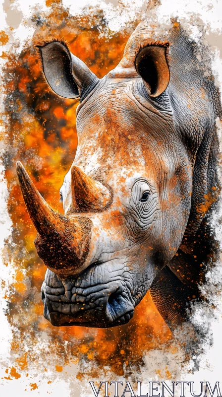 Rhinoceros Portrait Art AI Image