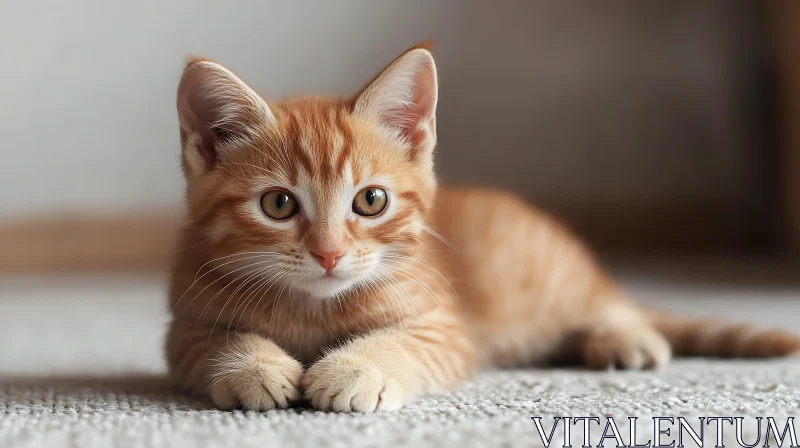 Charming Ginger Kitten on Carpet AI Image