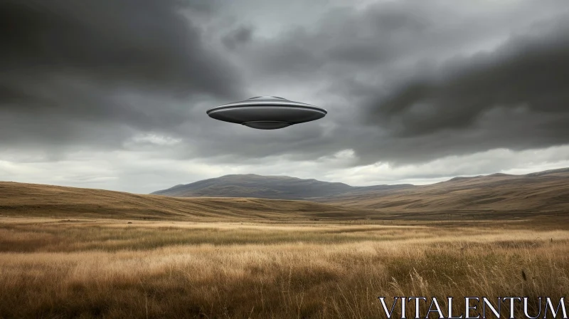 Ethereal UFO Sighting in Mysterious Landscape AI Image