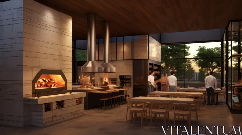 Moody and Atmospheric Outdoor Kitchen Design | Wood, Light-Filled Scenes AI Image