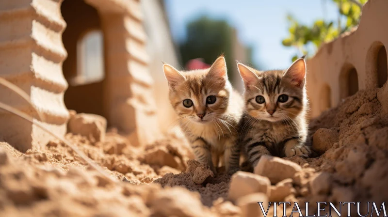 Playful Tabby Kittens in a Sandbox AI Image