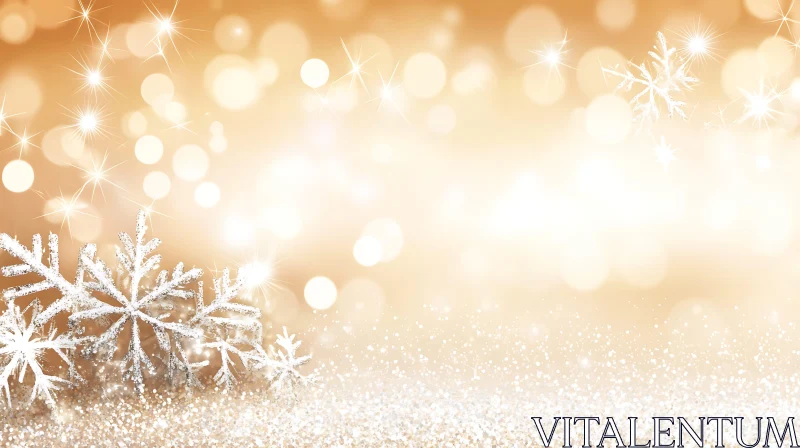 AI ART Festive Snowflakes on Golden Glitter Background