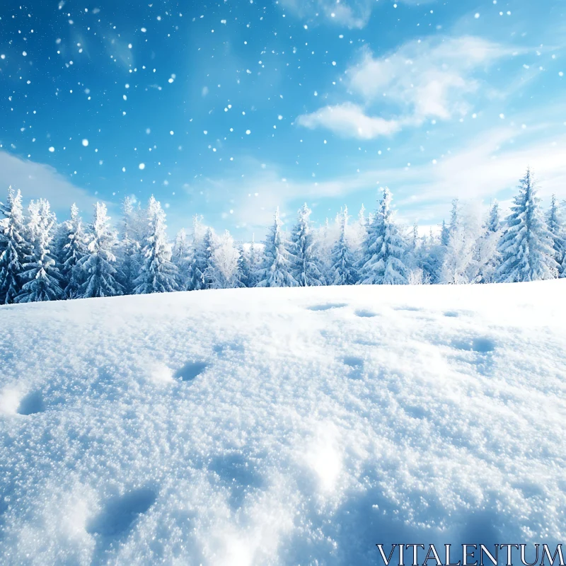 Tranquil Snowy Landscape in Forest AI Image