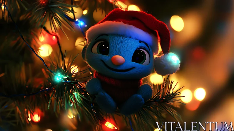 Holiday Toy on Decorated Tree AI Image