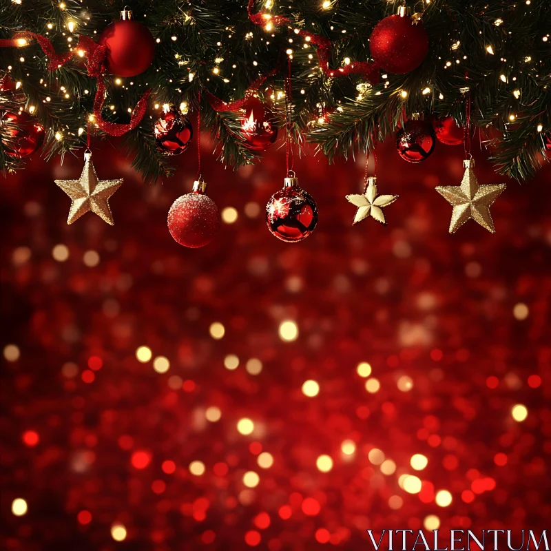 Festive Christmas Ornaments and Lights Display AI Image