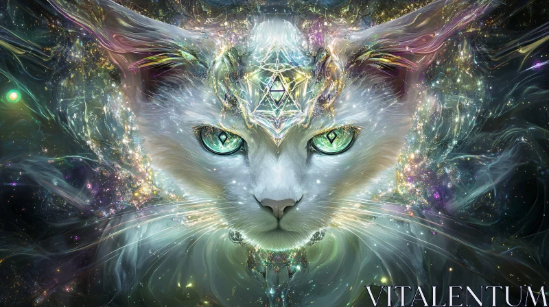 AI ART Cosmic Geometric Cat Art